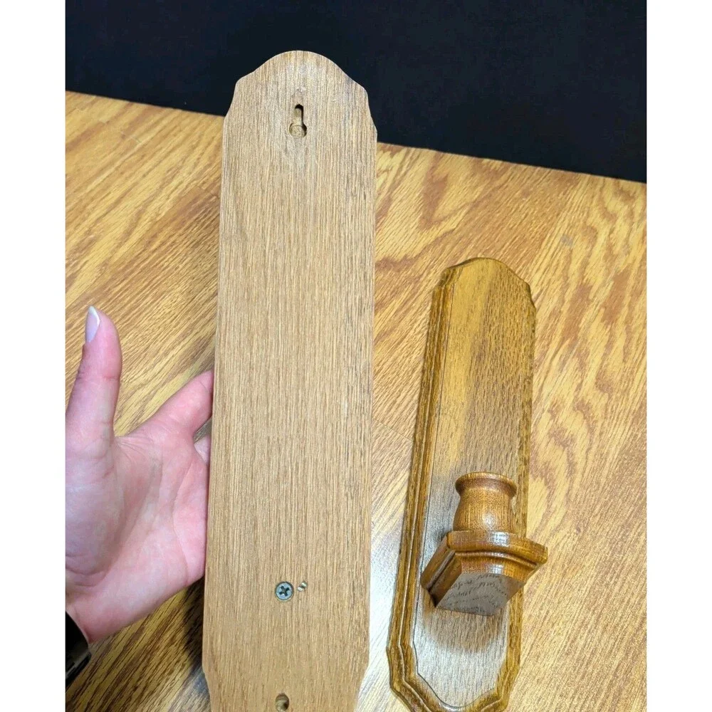 Vintage Wood Wall Sconce Candle Holders Pair 14”